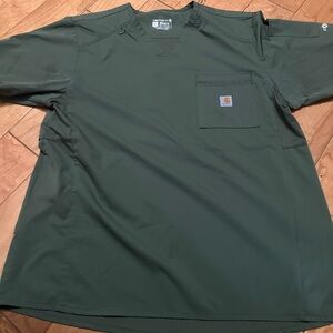Carhartt Olive Green Short Sleeve Scrub Top Size L